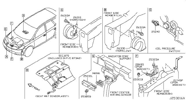 2007 Nissan Murano Horn Assy-Electric Low Diagram for 25620-CA00A