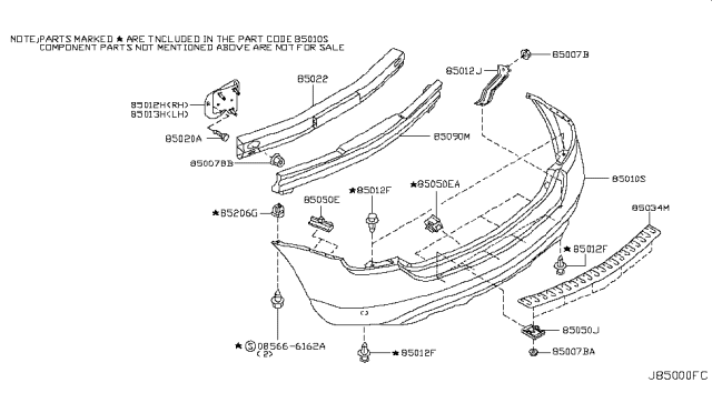 2007 Nissan Murano Reinforce-Inner Rear Bumper Center Diagram for 85030-CA000