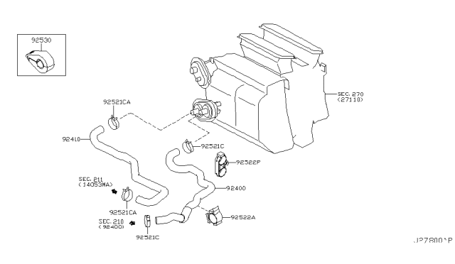 2007 Nissan Murano Hose-Heater,Inlet Diagram for 92400-CA000