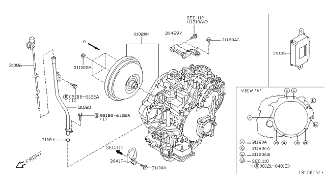 2004 Nissan Murano Auto Transmission,Transaxle & Fitting Diagram 1