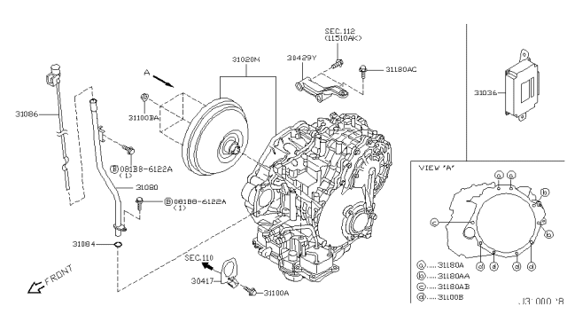 2004 Nissan Murano Auto Transmission,Transaxle & Fitting Diagram 2