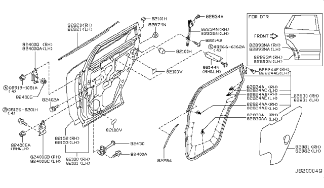 2003 Nissan Murano Clip Weatherstrip Diagram for 80897-49B00