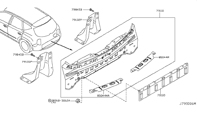 2006 Nissan Murano Rear,Back Panel & Fitting Diagram 2