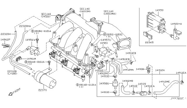 2005 Nissan Murano Hose-EVAP Control Diagram for 14912-CC20E