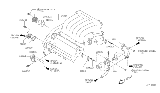 2007 Nissan Murano Water Pump, Cooling Fan & Thermostat Diagram