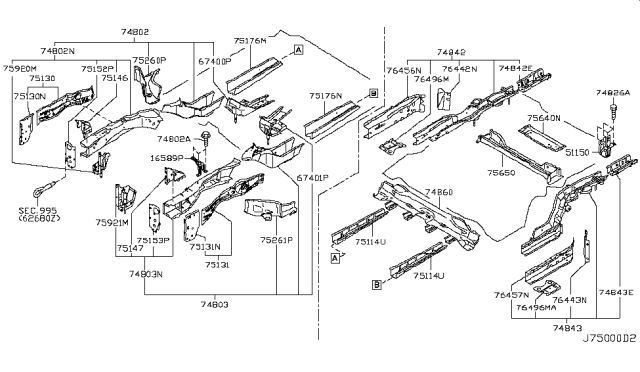 2007 Nissan Murano Bracket-Front Suspension Mounting,LH Diagram for 75151-CA00A