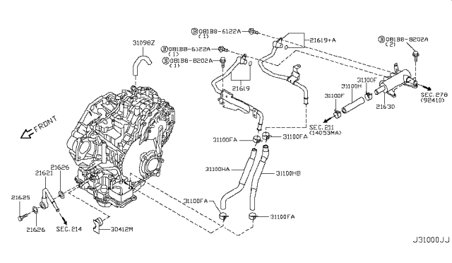 2004 Nissan Murano Auto Transmission,Transaxle & Fitting Diagram 5