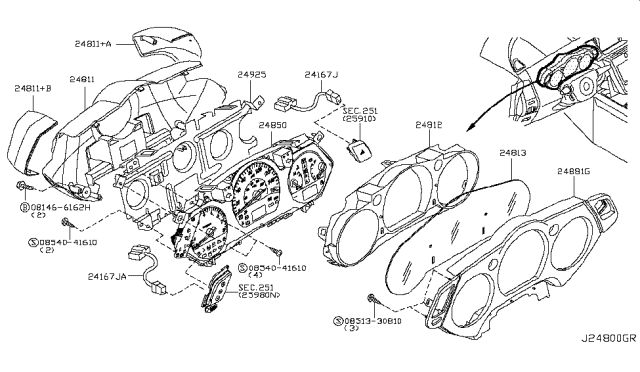 2004 Nissan Murano Instrument Meter & Gauge Diagram 1