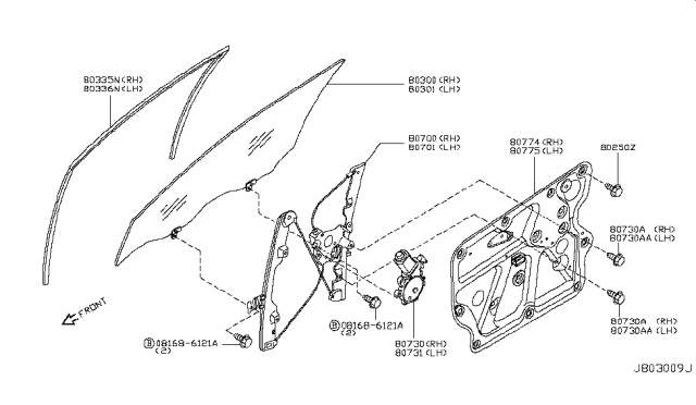 2007 Nissan Murano Front Door Window & Regulator Diagram 2