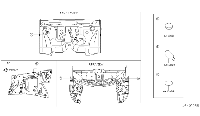 2003 Nissan Murano Hood Ledge & Fitting Diagram 3