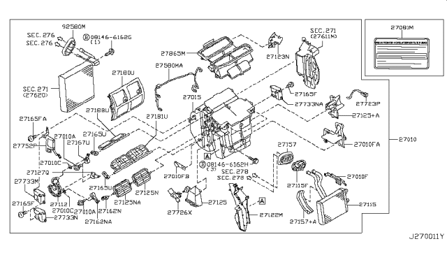 2005 Nissan Murano Duct Assembly-Foot Diagram for 27125-CB600