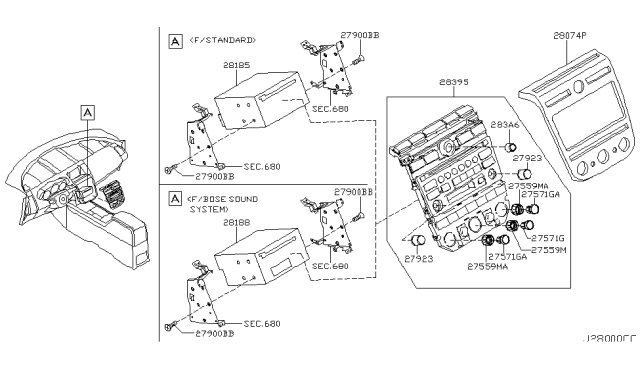 2006 Nissan Murano Knob, Control Diagram for 27560-CA110