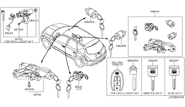 2007 Nissan Murano Lock Set-Steering Diagram for D8700-CB025