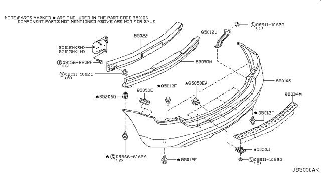 2005 Nissan Murano Rear Bumper Diagram 2