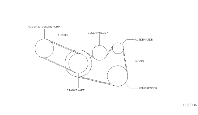 2007 Nissan Murano Fan,Compressor & Power Steering Belt Diagram