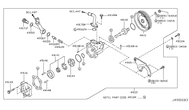 2006 Nissan Murano Rotor & Camring Set-Power Steering Pump Diagram for 49140-WF700