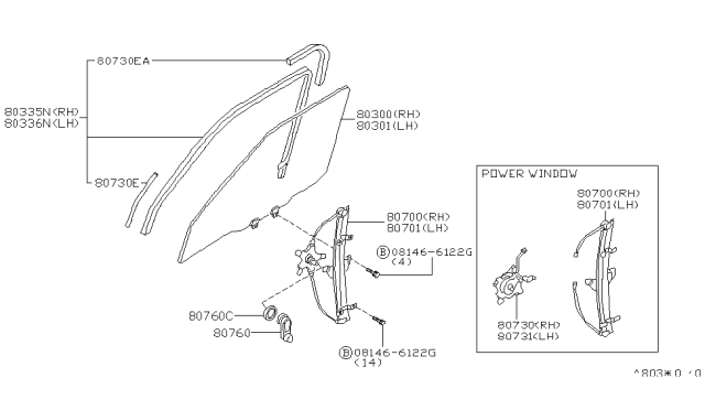 1999 Nissan Pathfinder Glass Run Rubber-Front Door,LH Diagram for 80331-1W311