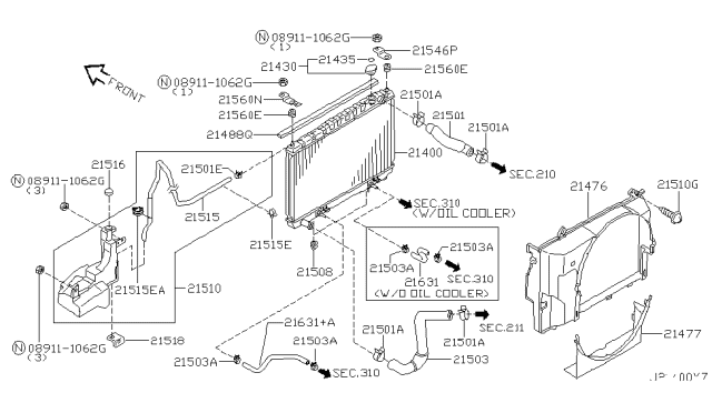 2003 Nissan Pathfinder Radiator,Shroud & Inverter Cooling Diagram 3