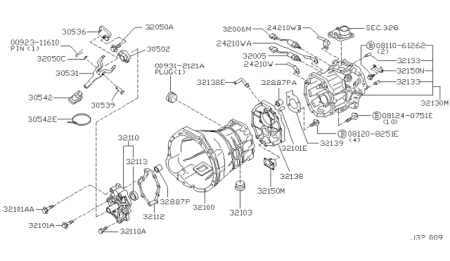 2002 Nissan Pathfinder Case Assy-Transmission Diagram for 32101-4W000