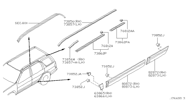 2000 Nissan Pathfinder Body Side Molding Diagram 2