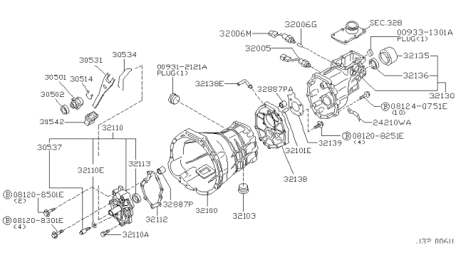 2000 Nissan Pathfinder Transmission Case & Clutch Release Diagram 5