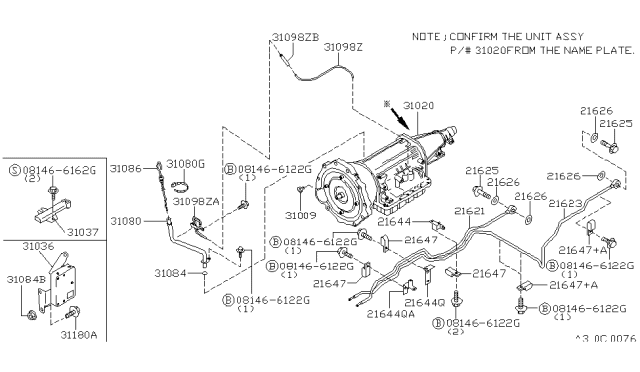 1999 Nissan Pathfinder Auto Transmission,Transaxle & Fitting Diagram 6