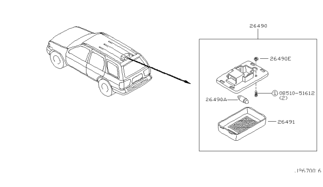 2004 Nissan Pathfinder Lamp Assembly-Luggage Room Diagram for 26410-3W402
