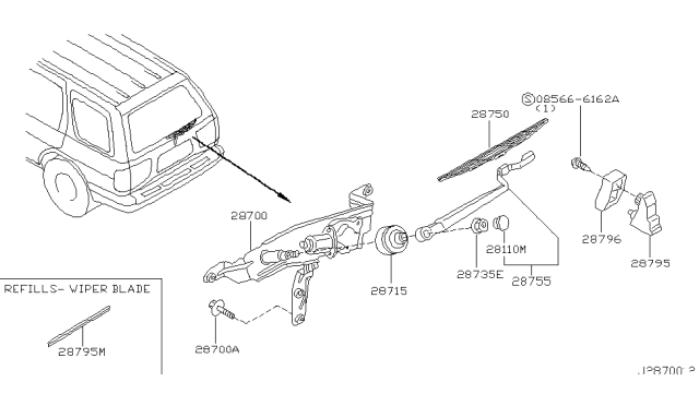 2002 Nissan Pathfinder Rear Window Wiper Diagram 1