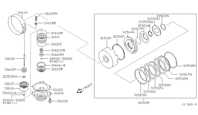 2002 Nissan Pathfinder Clutch & Band Servo Diagram 11