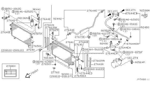 2002 Nissan Pathfinder Pipe Front Cooler, High B Diagram for 92442-4W015