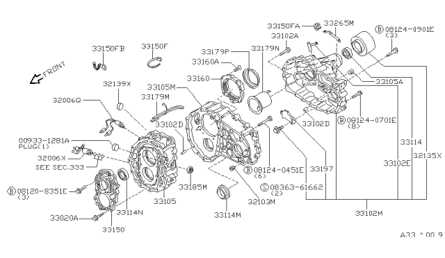 1996 Nissan Pathfinder Cover Oil Diagram for 33146-33G02