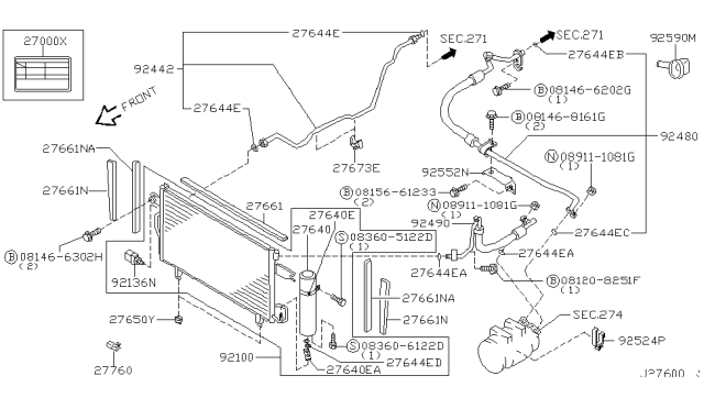 2002 Nissan Pathfinder Condenser,Liquid Tank & Piping - Diagram 2