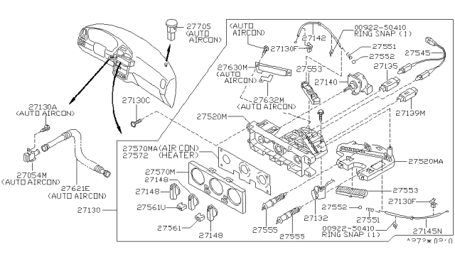 2000 Nissan Pathfinder Cable Control Diagram for 27541-0N000