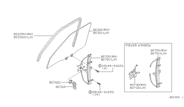 2001 Nissan Pathfinder Front Door Window & Regulator Diagram 1