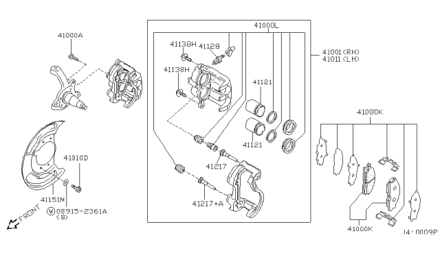 2002 Nissan Pathfinder Bolt Diagram for 41005-AU000