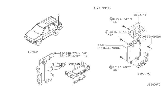 2001 Nissan Pathfinder Bracket-Radio Diagram for 28071-3W700