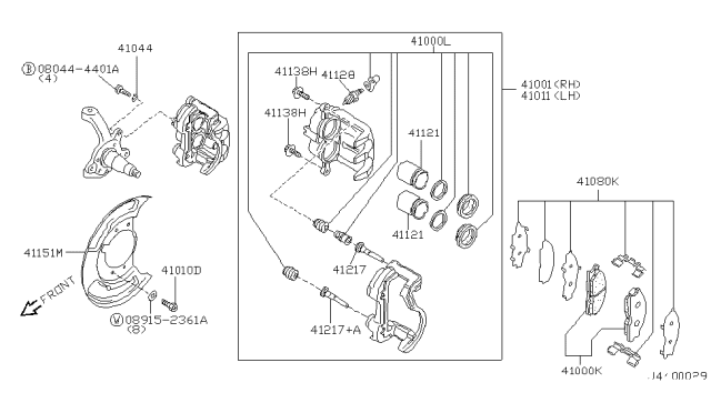 1997 Nissan Pathfinder CALIPER-Brake RH Diagram for 41001-VE400