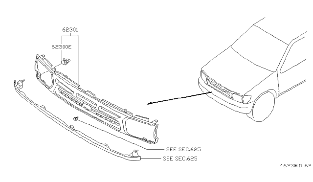 1999 Nissan Pathfinder Front Grille Diagram 1