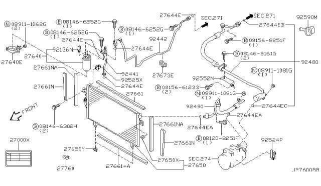 2000 Nissan Pathfinder Condenser,Liquid Tank & Piping Diagram 3