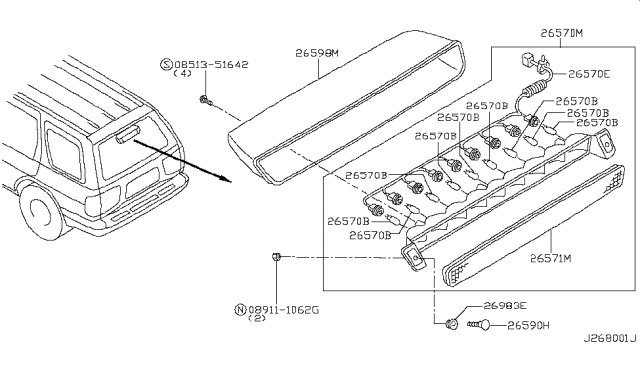 2003 Nissan Pathfinder High Mounting Stop Lamp Diagram 2