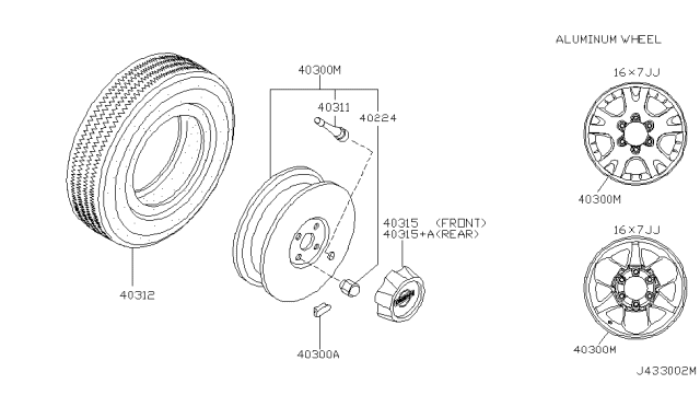 1999 Nissan Pathfinder Road Wheel & Tire Diagram 1