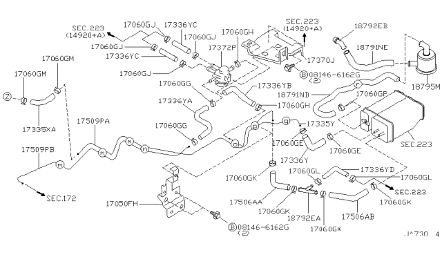 1997 Nissan Pathfinder Clamp Diagram for 17571-1W200