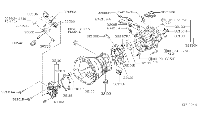 2003 Nissan Pathfinder Transmission Case & Clutch Release Diagram 2