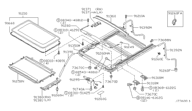 2001 Nissan Pathfinder Sun Roof Parts Diagram 1