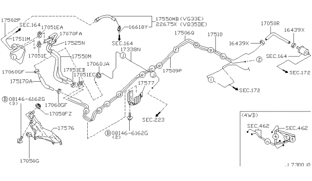 2001 Nissan Pathfinder Damper Assy-Fuel Diagram for 22675-4W010