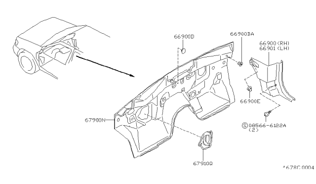 1998 Nissan Pathfinder Finisher-Dash Side,LH Diagram for 66901-0W002