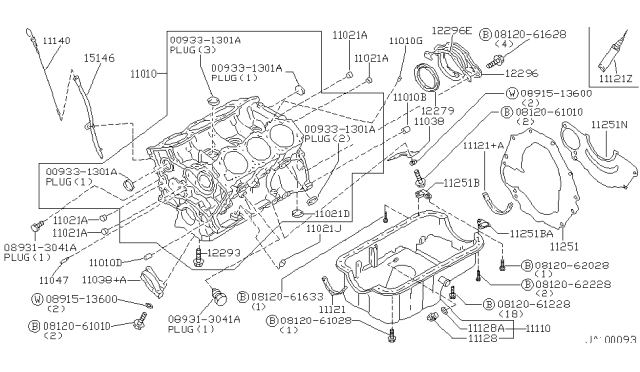 2001 Nissan Pathfinder Block Assy-Cylinder Diagram for 11000-4W000