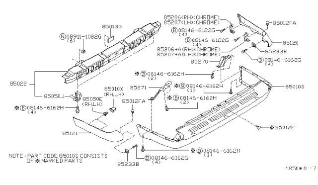 1998 Nissan Pathfinder Rear Bumper Diagram 2