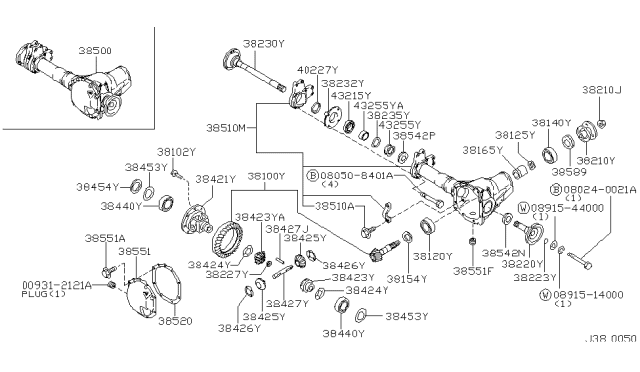 2001 Nissan Pathfinder Carrier Complete-Gear,W/Extension Tube Diagram for 38510-26W25