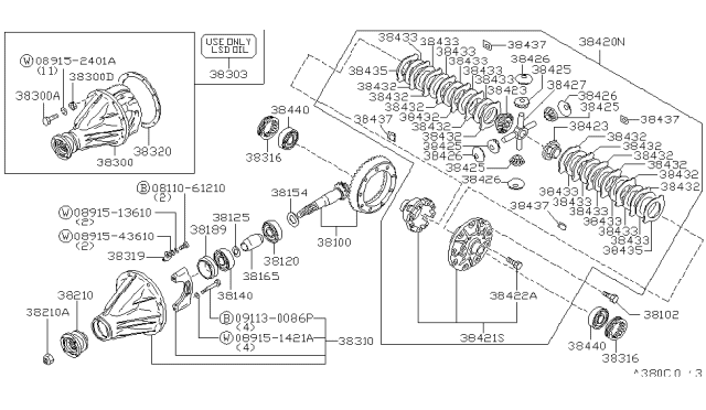 1997 Nissan Pathfinder Differential Assembly-Limited Slip Diagram for 38420-S9213